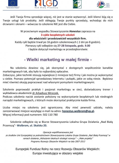 Zapraszamy na bezpłatne szkolenia dla przedsiębiorców